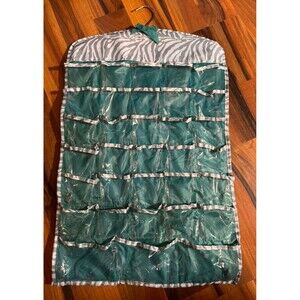 JEWELRY ORGANIZER Hanging Double-Sided Turquoise 66 Clear Pockets Raymond Waites